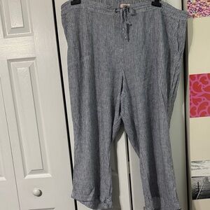 Linen Striped Gray Pants